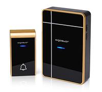 Aigostar Sonnette sans fil Extérieur Étanche, Kit Carillon Électronique, Carillon de Porte d'une Portée de 150M, 36 sonneries, 3 niveaux Volumes, 1 émetteur et 1 récepteur, DC Noir