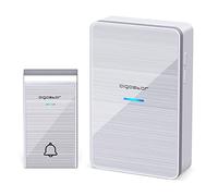 Aigostar Sonnette sans fil Extérieur Étanche, Kit Carillon Électronique, Carillon de Porte d'une Portée de 150M, 36 sonneries, 3 niveaux Volumes, 1 émetteur et 1 récepteur, DC Argent