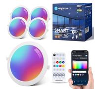 Aigostar Spot LED Encastrable 18W Bluethooth Mesh, Smart Plafonnier Encastré Couleur Changement Compatible avec Alexa, RGB Dimmable et Blanche Réglable 2700-6500K, Ф200-220mm, 1760LM, IP44, 4 Pièces