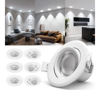 Aigostar Spot LED Encastrable 5W 370LM Equivalent 53W Incandescence/ 6500K Lumière Blanche Froide Spot cuisine/Spots LED Éclairage de Plafond/ 30° Orientable/ Ф70-75mm/ AC220-240V/ Pack de 6 pour