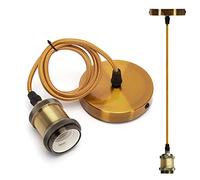 Aigostar Suspension en Métal E27,Support de Lampe à Suspension avec Montage au Plafond,Câble de 1 m, Or Antique