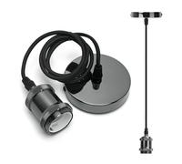 Aigostar Suspension en Métal E27,Support de Lampe à Suspension avec Montage au Plafond,Câble de 1 m, Noir