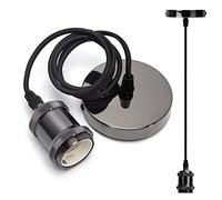 Aigostar Suspension en Métal E27,Support de Lampe à Suspension avec Montage au Plafond,Câble de 1 m, Noir(1)