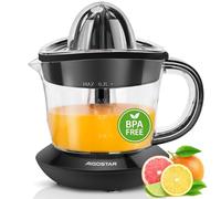 Aigostar Thomas - Presse Agrume Électrique 40W, Capacité 700ml, Double Rotation, 2 Cônes, Sans BPA, Bec Anti-goutte, Noir