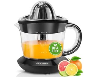 Aigostar Thomas - Presse Agrume Électrique 40W, Capacité 700ml, Double Rotation, 2 Cônes, Sans BPA, Bec Anti-goutte, Noir