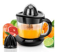 Aigostar Thomas - Presse agrume electrique 40W, Double rotation, Compact, Capacité 0.7L, Sans BPA, 2 cônes interchangeables, Bec verseur anti-goutte, Noir