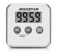 Aigostar Timer - Minuteur de cuisine numérique avec grand écran LCD. Multifonction: chronomètre et compte à rebours, avec avertissement sonore. 3 Modes d'installation: par aimant, posé ou suspendu