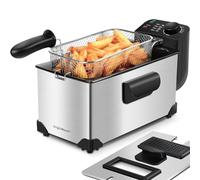 Aigostar Ushas Friteuse, 2200W, 3L Capacité, Jusqu'à 4-5 pers, Température réglable, Cuve amovible pour vider l'huile,Couvercle avec fenêtre pour contrôler la friture, 100% sans BPA, Inox