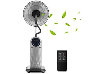 Aigostar Ventilateur Brumisateur sur Pied Puissant et Silencieux, 95W, Oscillation 80°, Ioniseur & Brume Ultrasonique, Réservoir 1.8L, 3 Modes, Minuterie 8H, Télécommande, Écran LED - Forest Mist