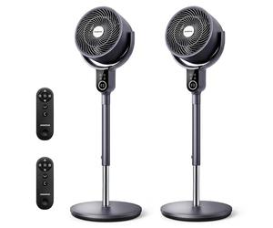 Aigostar Ventilateur Silencieux sur Pied avec Télécommande, Moteur DC 23dB, Oscillation 3D 70°+90°, Circulateur d’Air Puissant, 8 Vitesses, Minuteur 12H, Hauteur Réglable 80-105cm, Chambre, Lot de 2