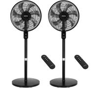 Aigostar Ventilateur sur Pied Silencieux 28dB avec Télécommande, 7 Pales Puissants, Oscillation 120°, Hauteur Réglable 91-125cm, Minuterie 12H, 3 Vitesses/Modes, Idéal Chambre Salon, Noir, Lot de 2