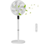 Aigostar Ventilateur sur Pied Silencieux 28dB avec Télécommande, 7 Pales Ventilateur Puissant, Oscillation 120°, Hauteur Réglable 91-125cm, Minuterie 12H, 3 Vitesses/Modes, pour Chambre Salon, Blanc