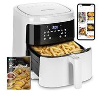 Aigostar White Cube - Air Fryer 7L 1900W, Friteuse sans huile 5 en 1, 7 fonctions prédéfinies avec écran LED, Panier antiadhésif amovible, Maintien de la chaleur, 20 recettes sans BPA