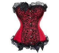AIGOUT Corset amincissant gothique pour femme - Corset en dentelle avec arête de poisson - Corsage floral vintage (Winered, S)