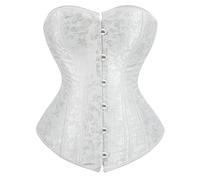 AIGOUT Corset en brocart vintage à lacets pour femme - Haut bustier gothique grande taille (blanc, S)