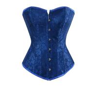 AIGOUT Corset en brocart vintage à lacets pour femme - Haut bustier gothique grande taille (bleu, S)