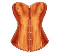 AIGOUT Corset en satin à lacets pour femme - Grande taille - Costume d'Halloween en arête de poisson pour fête de mariage (orange, S)