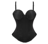 AIGOUT Corset léger de style gilet de mariée élastique style soutien-gorge sous-vêtement de mariage avec armatures - Bustier de mariée sans bretelles dans le dos bas pour femme (grande taille) (noir