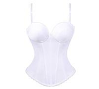 AIGOUT Corset léger de style gilet, soutien-gorge élastique, sous-vêtement de mariage avec armatures - Bustier de mariée sans bretelles dans le dos bas pour femme (grande taille) (blanc, XXL)