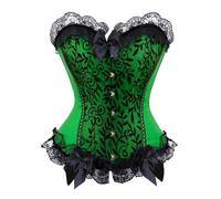 AIGOUT Corset Minceur Gothique Femme Grande Taille - Corset Arête De Poisson Dentelle Corset Vintage Floral Corsage (Vert, 3XL)