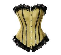 AIGOUT Corset vintage en ruban de satin pour femme - Corset en forme d'arête de poisson - Style gothique à lacets (jaune, XS)