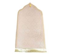 AIGOUT Tapis de prière musulmane, en velours épais et doux, portable, tapis de prière turc, Janamaz, Sajada pour homme et femme, uni, cadeau pour le Ramadan, l'Aïd (beige)