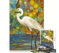 Aigrette Blanche Parmi Les Fleurs Puzzle de 1000 pièces pour Adolescents Stimule la réflexion, favorise Un Engagement Doux et Durable, et Offre Un Joli Cadeau (38x26cm)
