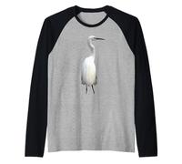Aigrette Héron Blanc Motif Faune côtière Manche Raglan