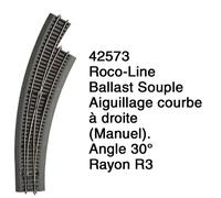 Aiguillage courbe à droite R3 Ballast Souple-HO 1/87-ROCO 42573