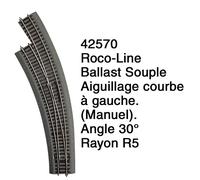 Aiguillage courbe à gauche R5 Ballast Souple-HO 1/87-ROCO 42570