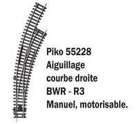Aiguillage courbe droit BWR-R3-HO-1/87-PIKO 55228