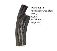 ROCO Aiguillage courbe droite BWr2/3 Rocoline ballast souple - HO 1/87 - ROCO 42