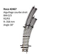 Aiguillage Courbe droit, BWr2/3, sans mécanisme d'aiguillage - ROCO 42467 - HO 1