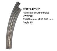 Aiguillage Courbe droite, BWI9/10 avec ballast, à commande manuelle - ROCO 42567