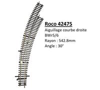 Aiguillage Courbe droite, BWr5/6 - ROCO 42475 - HO 1/87