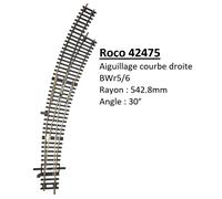 Aiguillage Courbe droite, BWr5/6 - ROCO 42475 - HO 1/87