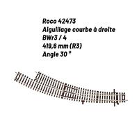 Aiguillage courbe droite R3 30 degrés-HO-1/87-ROCO 42473