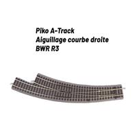 Aiguillage courbe droite R3 avec ballast-HO 1/87-PIKO 55428