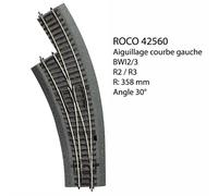 Aiguillage Courbe gauche, BWI2/3, Ballast souple, commande manuelle - ROCO 42560