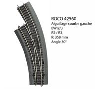 Aiguillage Courbe gauche, BWI2/3, Ballast souple, commande manuelle - ROCO 42560