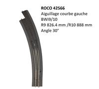 Aiguillage Courbe gauche, BWI9/10 avec ballast, à commande manuelle - ROCO 42566