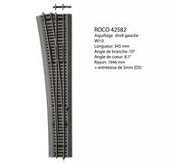 Roco Aiguillage Rocoline 42582 H0 gauche 345 mm ballast souple commande manuelle 1 pièce