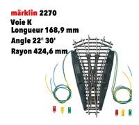 Aiguillage triple symétrique voie K, longueur 168,9 mm / rayon 424,6 mm - MARKLI