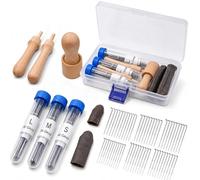 Aiguille a Laine 36 PCS Aiguille à Feutrer 3 Tailles Laine Feutrage Outil 3 Manche en Bois Avec Doigtiers pour Feutrage Déb Artisanat Accessoires