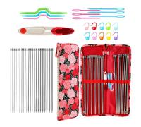 Aiguille à tricoter à pointe unique en acier inoxydable, 22 pièces, pour débutant, aiguille à pull de 2.0mm à 8.0mm avec accessoires, équipement pour débutant