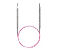 Addi Aiguille à Tricoter, Métal Plastique, Rose/Argent, 100cm, 2mm