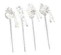 Aiguille de métal rétro, fourche classique, Traditional Chinese Style Hairpin Set 4pcs Flower Tassels Retro Hair Stick for Hair Accessory