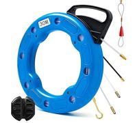 Aiguille Electricien 30 m, 4mm Tire Fils Cable Electrique en Nylon avec Ressort de Guidage, pour Gaines Vides, Inclut Tire Fils et 5 Adaptateurs, Tire Câble pour Câbles et Installations Électriques