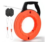 Aiguille Electricien 30m,Φ5mm Tire Fils Electrique,Tire Fil avec PET 5mm et 2 Serre-Câbles,Spirale de Tirage avec Boîtier en Plastique et Poignée,Guide-câble à Rouleaux pour Câbles,Travaux électriques