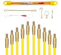 Aiguille Electricien, 4MM 33CM Tire Fils Electrique, 10 Tiges de Fil de Traction pour Tubes Vides, TOOSOAR Tire-câble Flexible, Jaune